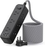 Mifaso Extension Cord, Surge Protector Power Strip, Long Extension Cord with 9 Outlets 3 USB Ports, Extension Cord with Multiple Outlets, USB Power Strip for Dorm Room Essentials, College(5FT,Black)