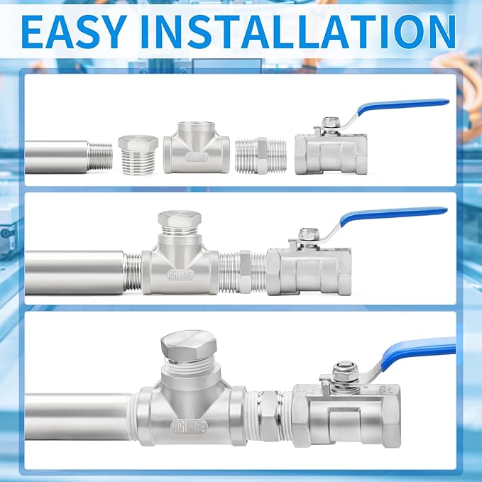 ChillWaves 304 Stainless Steel Pipe Fitting, Nipple Cast Pipe 1/4" NPT Male x 1/4" NPT Female Thread 6" Length(150MM)(2-PACK)