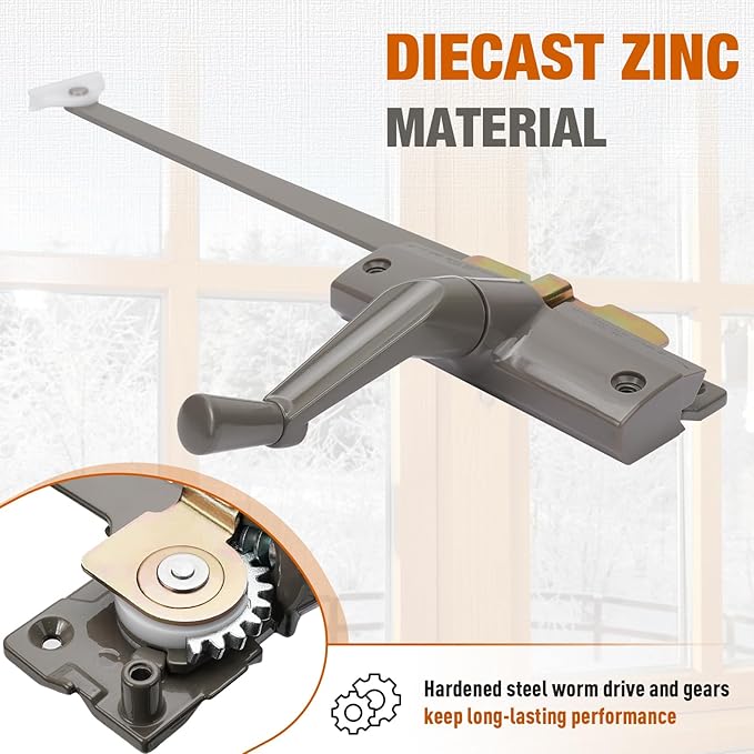 Touri Straight Arm Operator for Anderson Window Crank Replacement for Right Window with 8-3/8" Arm Length, Works with Perma-Shield Casement Windows, in Stone Color (1974-1995)