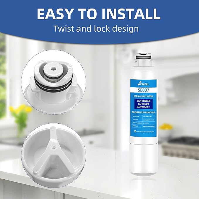 HAF-CIN/EXP Water Filter for Samsung DA29-00020B Rs25h5111sr, Hdx Fms-2 Water Filter for Samsung Refrigerator rf28hfedtsr RF263BEAESR Rf260beaesr RF263BEAESG Rs25j500dsr Rf28hmedbsr, 3 Pack SETFEEL