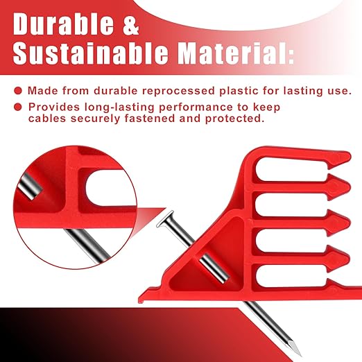 200Pcs Cable Stackers, Cable Staples Clips with Steel Nails, Electrical Wire stackers,Insulated Cord Staples Multi Cable Wire Clips for Suitable Most Cables