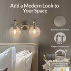 ANDY STAR Brushed Nickel Bathroom Light Fixture, 2 Light Bathroom Vanity Light, Farmhouse Silver Wall Sconce, Anti-Rust Wall Lamp with Sturdy Metal Lamp Body for Bedroom, Living Room, Restroom