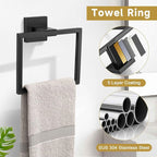 5 Pieces Bathroom Hardware Accessories Set Matte Black Towel Bar Set Towel Holder Racks Set for Bathroom,SUS304 Stainless Steel,Wall Mounted 23.6-Inch