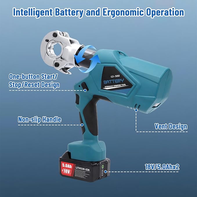 Electric Hydraulic Crimping Tool 60KN Electric Hydraulic Pliers 3-6 Seconds Fast Crimp 17mm Stroke Interchangeable Jaws Design Industrial Grade Safe Accurate Hydraulic Tools 12 Dies