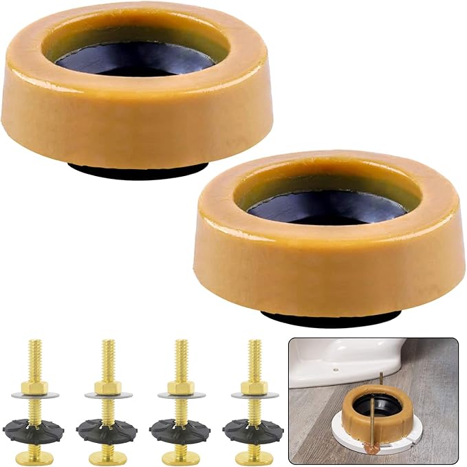 Extra Thick Wax Ring Toilet Kit,with Bolts for Reinstallation of the Toilet,Fits 3-inch or 4-inch Waste Lines(2 PCS)