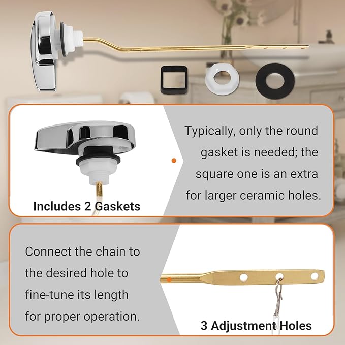3-Inch Flush Valve Repair Kit for Most One-Piece Toilets, Compatible with TOTO Replacement Parts, Includes Toilet Flush Valve, Adjustable Fill Valve, Flush Handle Lever, Gasket