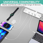 Power Strip with 3 AC Outlets, 30W USB-C Port, 2 USB-A Ports & 6ft Extension Cord – LED Indicator, Fast Charging for Laptops, Phones & More – Compact Design for Home, Office & Travel