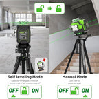 Huepar 12V 4x360 Laser Level Self Leveling with Bluetooth and Remote Control, 4D Green Cross Line Laser, 16 Lines Lazer Leveler Tool for Construction, Upgrraded Bracket, Removable Battery P04CG