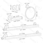 Black and Gold Towel Bar Set 6 Pieces Bathroom Hardware Accessories Set Include 19.68/23.6 in Towel Bar Towel Ring Towel Hook and Toilet Paper Holder Stainless Steel Wall Mounted