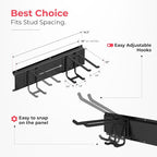 Garage Wall Organizer | 80" Heavy-Duty Tool Storage Rack | Adjustable Double-Layer Hooks | 500 lbs Capacity | Carbon Steel Wall Mount Holder for Shovels, Rakes, Ladders & Power Tools