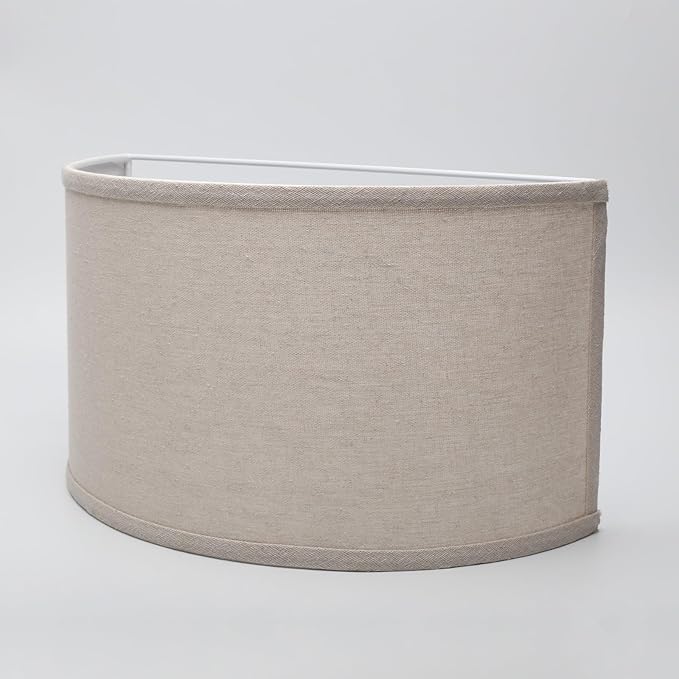 Yosoan 2-Light Double Lamp Semicircle Fabric Shades, Linen Fabric Lampshade 2 Bulbs for Wall Sconce Lamp Replacement for Stairwell Bedside Hallway Home Decor(Linen)
