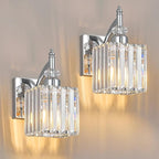 Modern Wall Sconces Set of Two Chrome Wall Sconces Indoor Wall Lamp Crystal Wall Light Wall Mounted Room Sconce Wall Lighting Bathroom Vanity Light Fixtures