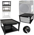 Washer and Dryer Pedestals - 24" W, 16" H, Black Steel Universal Fit with Major Brands, Leak-Proof Laundry Pedestal with Drain Pan & Hose, Washer and Dryer Stand for Back Pain Relief, 800 lbs Capacity