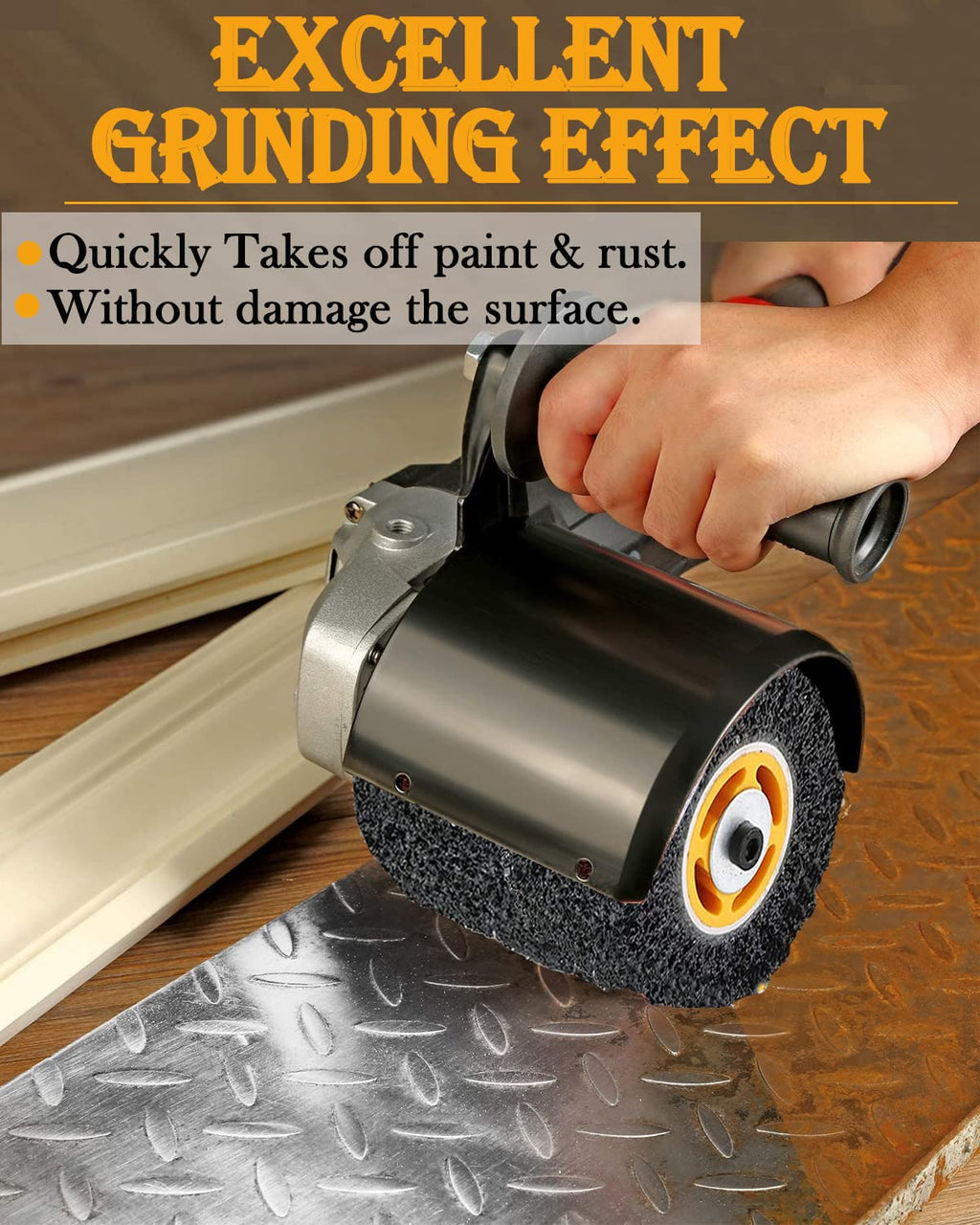 4.5" x 4" Abrasive Drawing Wheel Surface Conditioning Tool, 40 Grit Abrasive Drum for Metal Polishing Paint, Rust, Oxidation - 3/4" Quad Keyway for Hand held Polishing Machine(1)