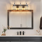 Crystal Vanity Lights Black 3 Light Bathroom Light Fixtures Over Mirror Modern Vanity Light for Bathroom