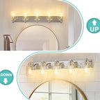 5-Light Bathroom Light Fixtures Modern Chrome Vanity Lights for Bathroom Lighting Fixtures Over Mirror with Clear Glass Shade for Cabinet Mirror Bedroom Hallway