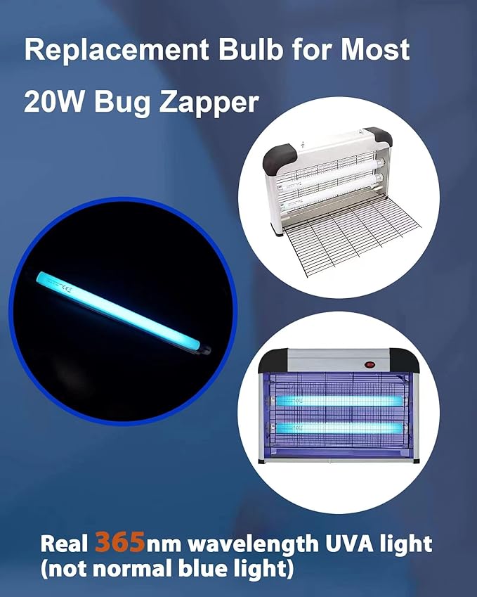 6 Pack T8F10W BL 10W Replacement Bulbs T8 10 Watts Fluorescent Tube for 20W Device 13 Inch 365-nm Black Light