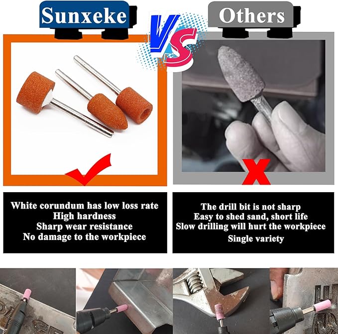 64Pcs Sanding Bits for Dremel Rotary Tools, 42Pcs Aluminum Oxide Grinding Stones Sanding Drill Bits (1/8 inch Shank) and Sanding Drums, Grinding Bits for Metal Rust Removal Polishing