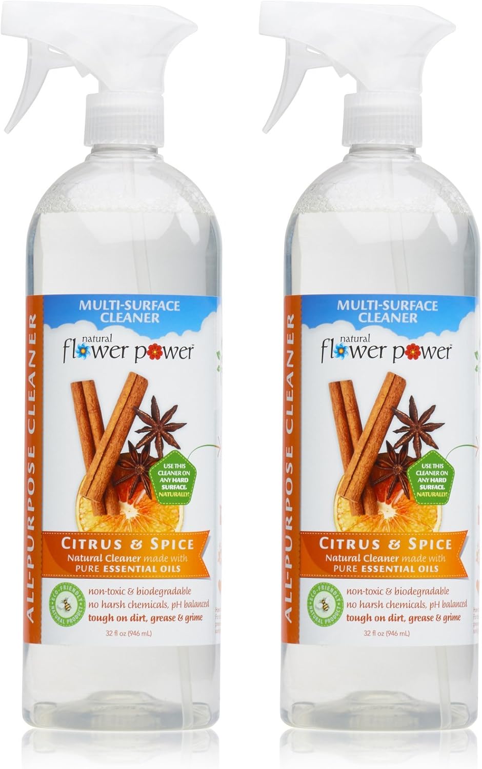 All-Purpose Cleaner Concentrate - Makes 32 Fl Oz Just Add Water - Multi-Surface Cleaning Spray, Non-Toxic, No Harsh Fumes or Chemicals, Child & Pet Safe - Citrus & Spice