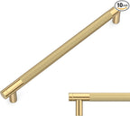 Amerdeco 10 Pack Champagne Bronze Cabinet Pulls, 10 Inch(254mm) Hole Center, Kitchen Cabinet Handles