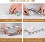 Toilet Paper Holder,Brushed Nickel,Wall Mount, Upgraded Adhesive Toilet Roll Holder,no Drilling,Bathroom/Rv/Washroom,SUS 304 Stainless Steel,Rustproof (Brushed Nickel, 1 Piece)