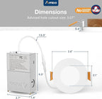 Amico 12 Pack 3 Inch 5CCT Ultra-Thin LED Recessed Ceiling Light with Junction Box, 2700K/3000K/3500K/4000K/5000K Selectable, 7W Eqv 60W, Dimmable Canless Wafer Downlight, 500LM High Brightness -ETL