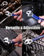 WORKPRO 4-Piece Adjustable Wrench Set (6", 8", 10", 12") – Heavy-Duty, Wide Jaw Wrenches with Laser-Etched Metric & SAE Scales, Comfortable Grip for Automotive, Plumbing & Repairs