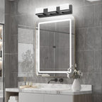 Tipace 3 Lights Black Dimmable LED Vanity Light for Bathroom Up and Down Black Modern Bathroom Wall Light Fixtures Over Mirror(White Light 6000K)