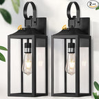 19" Large Dusk to Dawn Outdoor Lighting 2 Pack, Black Sensor Porch Lights Exterior Lighting Fixtures, Modern Wall Lantern Outdoor Wall Lights Waterproof Wall Sconce Lamp for House, Doorway, Garage