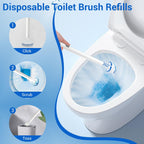 50 Counts Disposable Toilet Bowl Wand Refills, 5X Cleaning Power Toilet Cleaner Refill Pads, Deep Cleaning, No Falling Apart, Fresh Fragrance, Compatible with Most Toilet Brushes