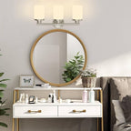 Brushed Nickel Bathroom Light Fixtures,3-Light Nickel Vanity Lights, Bathroom Lights Over Mirror,Modern Wall Sconces with Frosted Glass Shades for Bathroom,Living Room