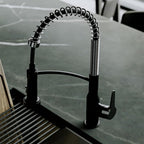 Karran Scottsdale Commercial Style Pull-Down Kitchen Faucet with Sprayer, Matte Black and Spot-Free Gunmetal Grey, High Arc Single Handle Pre-Rinse Spring Faucet