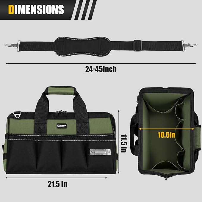 Heavy Duty Tool Bag 20-Inch, Extra Large 16-Pocket Portable Empty Tool Box Organizer Storage, Toolbox Organization, Soft Handle Carrying Toolbag with Zipper, Father Dad Men Mechanic Birthday Gift