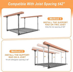 45-Inch x 45-Inch Overhead Garage Storage Rack, 17"-28" Height Adjustable Garage Ceiling Storage Racks, Heavy Duty Storage Organizer System, 250LBS Weight Capacity, Black