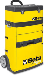 Beta C41H Two-Module Rolling Tool Chest, Detachable Tool Box, Telescopic Handles, Yellow