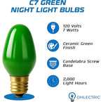 OHLECTRIC Night Light Bulbs (24-Pack – Green), 7 Watt Mini Bulbs – E12 Candelabra Base, Non-Dimmable, 120 Volts – C7 Night Light Lamp Replacement Bulb for Salt Lamps, Window Candles, Holiday Decor