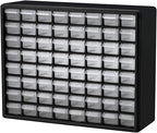 Akro-Mils 64-Drawer Plastic Drawer Storage Cabinet for Garage Organization, Bead Organizer, Building Bricks Storage, Teacher Toolbox, Makeup Organizer, 20" W x 6" D x 16" H, 10164 Black