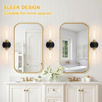 Black and Gold Wall Sconce, Bathroom Sconces Wall Lighting with Clear Glass, Modern Sconces Wall Light fixtures for Bathroom Mirror Living Room Hallway Bedroom