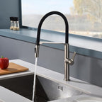 SUMERAIN Deck Mounted Kitchen Faucet with Pull-Down Sprayer, Dual Spray Mode Kitchen Sink Faucet in Brushed Nickel