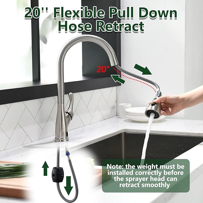 APPASO Touchless Kitchen Faucet Brushed Nickel with Pull Down Sprayer, Motion Sensor Activated Hands-Free Kitchen Faucet, Single Handle Smart Kitchen Sink Faucet