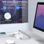 Power Strip Surge Protector - Multi Plug Outlet Adapter with 8 Widely Outlets & 4 USB Ports (2 USB-C), 5FT Extension Cord 45 ° Ultra Thin Flat Plug, Wall Mount for Office Travel Dorm and More