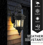 Darkaway Outdoor Wall Light, 22.6inch Large Outside Wall Sconce Light Anti-Rust Waterproof Aluminum with Water Ripple Glass for Patio Yard Doorway Garage