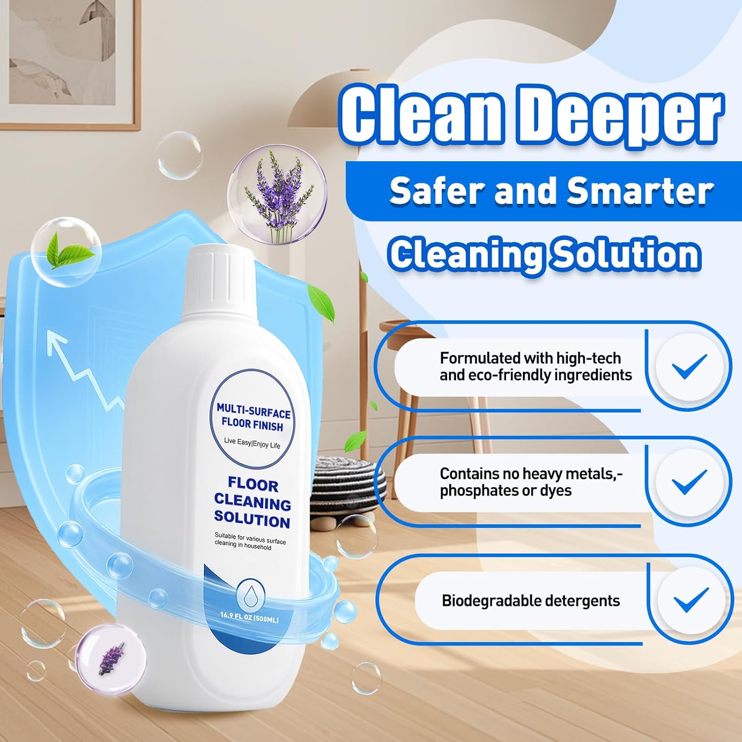 2L Floor Cleaner Compatible with Tineco Cleaning Solution,Multiple Hard Floors for All Robot Vacuums with Mopping and Wireless Wet Dry Dual-Use Vacuum Cleaners（4 Bottle ）