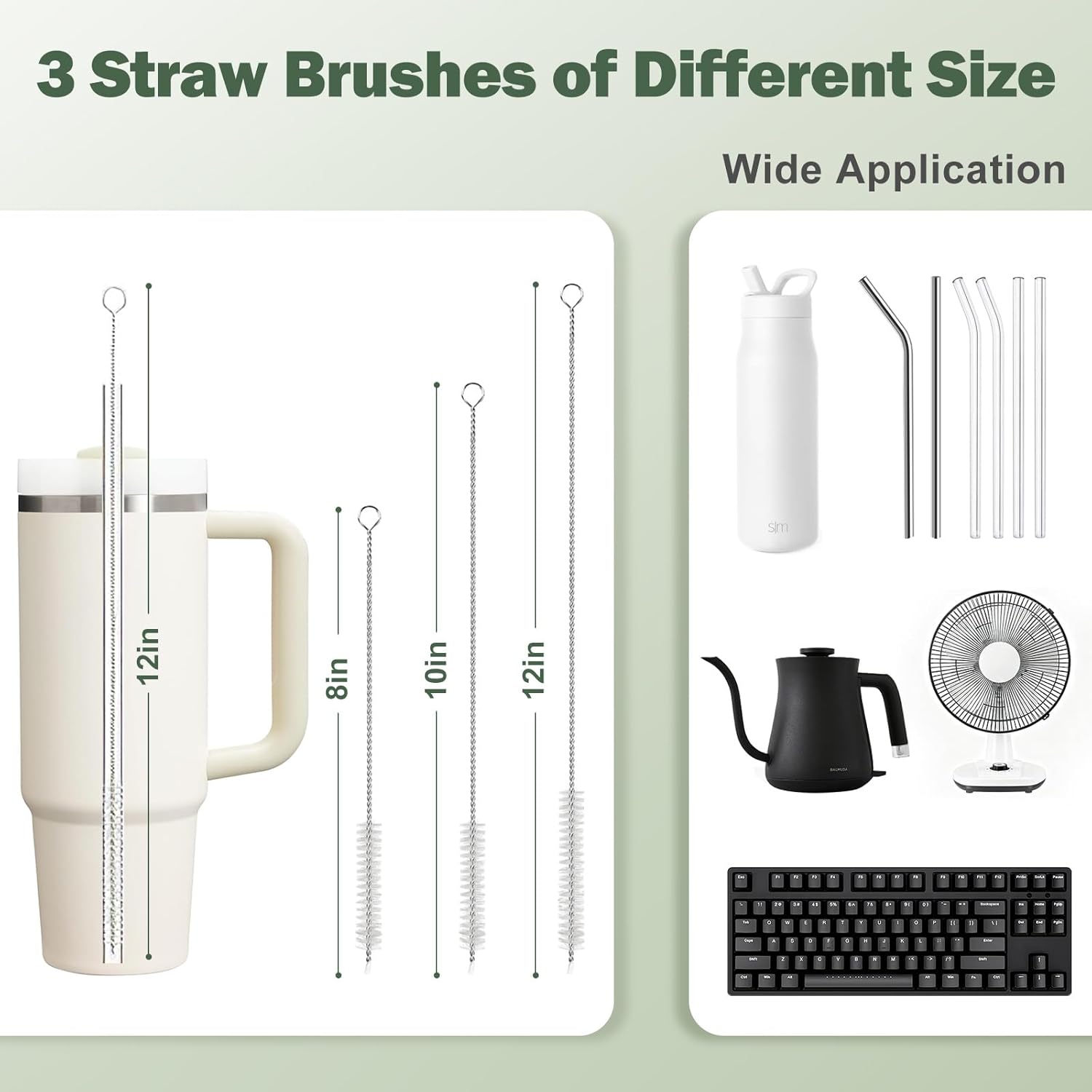 XYFuuee 5 Pack Bottle Brush Set, 5 in 1 Water Bottle Cleaning Brush, Long Handle Narrow Wine Cup Cleaner, 3 Straw Brushes for Stanley, Travel Nipple Lid Gap Detail Washer Brush