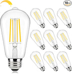 Brightever Edison Light Bulbs 60W Equivalent, Dimmable LED Bulb, 7W, 850LM E26 Vintage Light Bulbs 2700K Warm White, 90+CRI, ST58 Clear Glass Antique Filament LED Bulb for Home, 10 Pack