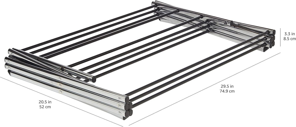 Amazon Basics Foldable Portable Laundry Drying Rack for Indoor Air Drying Clothing, 14.5 x 29.5 x 41.8 inches (LxWxH), Chrome Silver