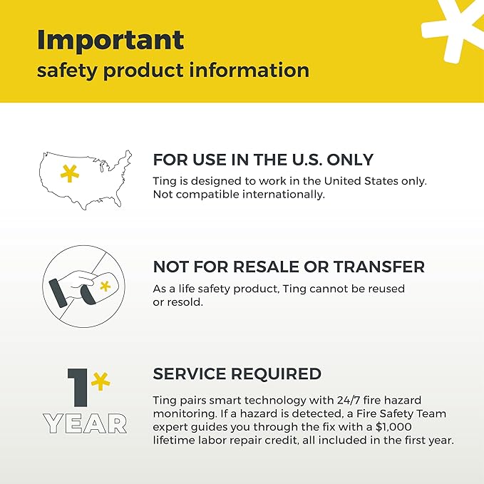 Electrical Fire Prevention Sensor & Service - Residential Use Only - 12 Months of Required Service Included - Home Fire Safety