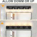 IZORRO Bathroom Vanity Light Fixture, 5-Light 36 Inch Matte Black Bathroom Light Fixtures Over Mirror, with Clear Glass Shade, Modern Farmhouse Vanity Lights, Rustic Restroom Lighting Fixtures
