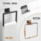 TQKAG Matte Black Bathroom Hardware Accessories Set 10 Pieces, 23.6" SUS304 Stainless Steel Towel Bar Set Wall Mounted Includes Single Towel Bar, Towel Ring, Toilet Paper Holder, Double Towel Hooks