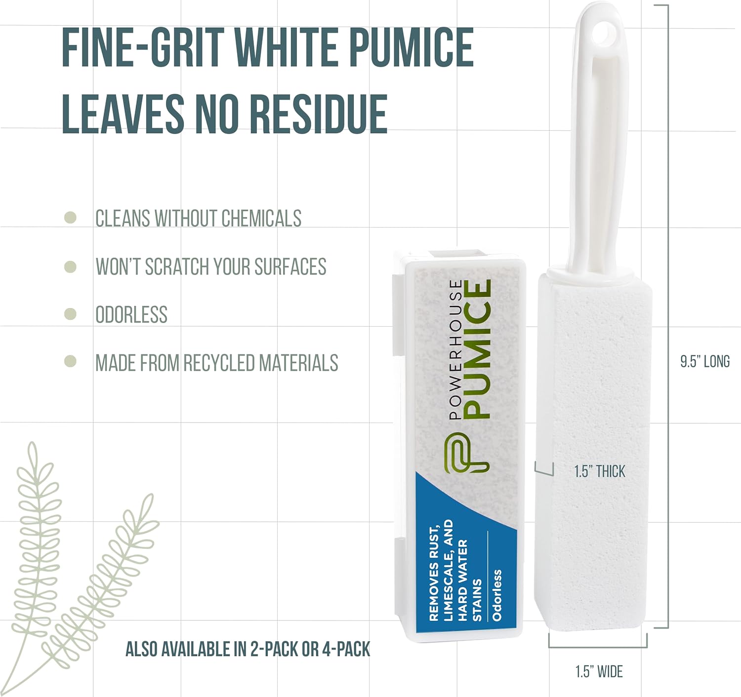 Powerstone Pumice Stone Toilet Bowl Cleaner with Handle (1-pack) - A Solution for Hard Water Stains on Toilets, Grills, Tiles, Grout & Pools